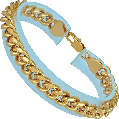 LIFETIME JEWELRY 9mm Miami Curb Cuban Link Chain Bracelet 24k Real
