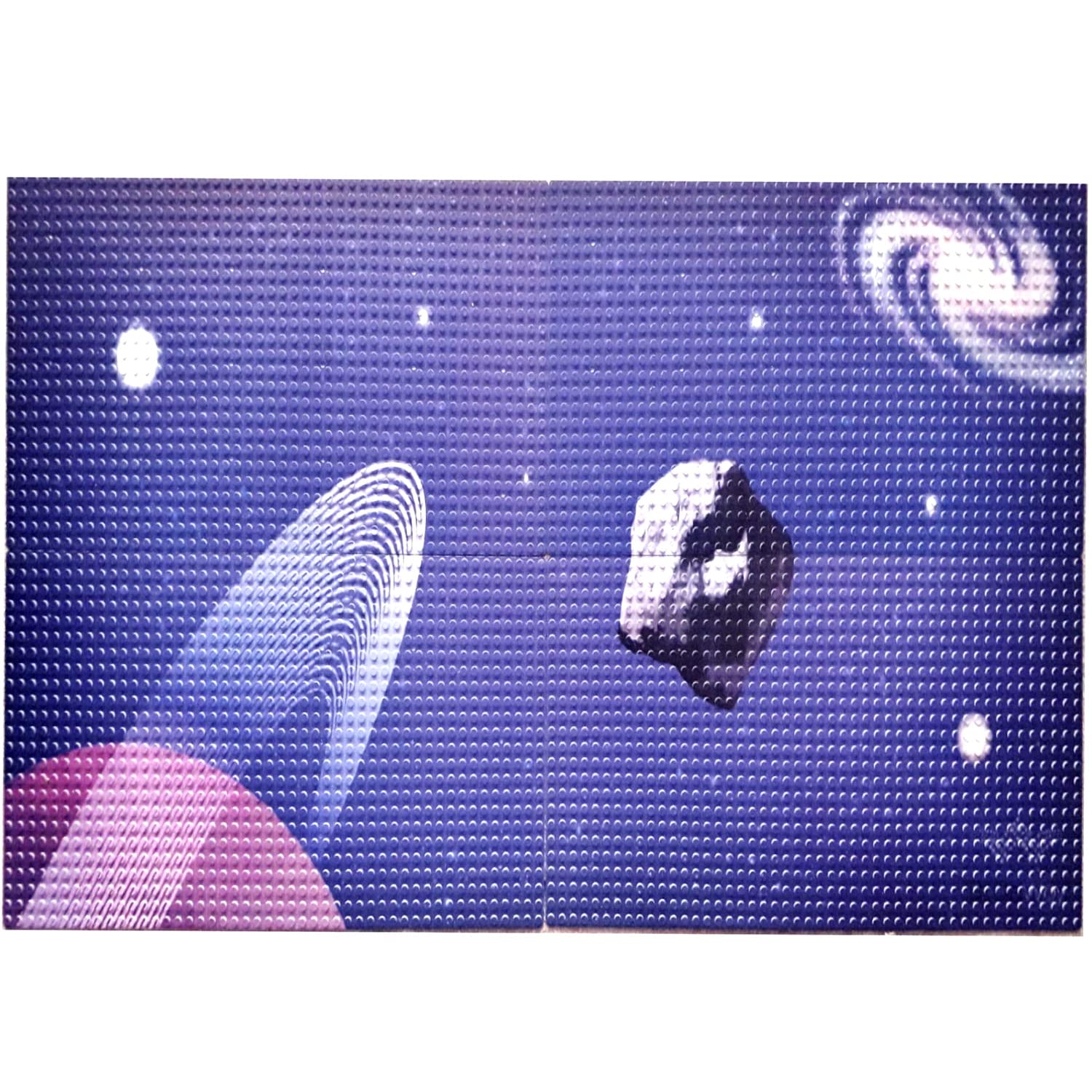 BiDaWay Classic Baseplates - Compatible Brick Base - 4 Large Space, Star, Blue Universe Design Building Board set