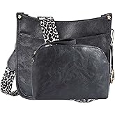 HAIBOLAN Women's Leopard Guitar Strap Crossbody Purse Shoulder Bucket Cross-body Purse