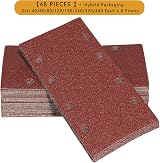 STE BRUAM 48 Pcs Sanding Pads 93x185mm Square Hook & Loop Assorted Grits 40-400 view 5