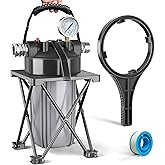 Kintim 6-Layer RV Water Filter with Stand and 0.5 Micron Filtration, 3/4" GHT Metal Threads Garden Hose Water Filter, Reduces Sediments, Chlorine, VOCs, Heavy Metals, Bad Taste, Odor, and More
