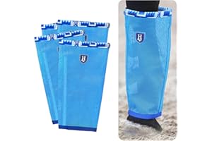 CareMaster Fine Mesh Fly Boots Loose Fitting & Non-Slip Horse Fly Leggings Fleece Air Flow (Set of 4)