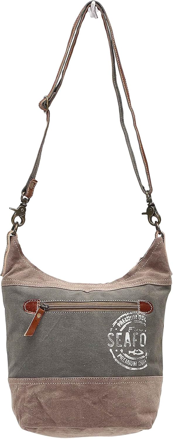 Brown One/_Size Myra Bag Bobber Upcycled Canvas Shoulder Bag S-0949 Khaki Tan