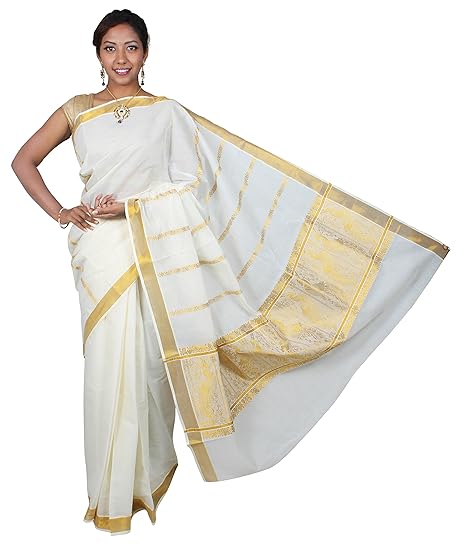 selvamani tex cotton kerala kasavu zari saree with blouse
