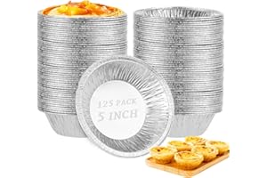 RHBLME 125 PACK Mini Pie Tins, 5 Inch Aluminum Foil Pie Pans Heavy Duty Small Pie Tins, Pot Pie Pans For Bakeries, Cafes, Res