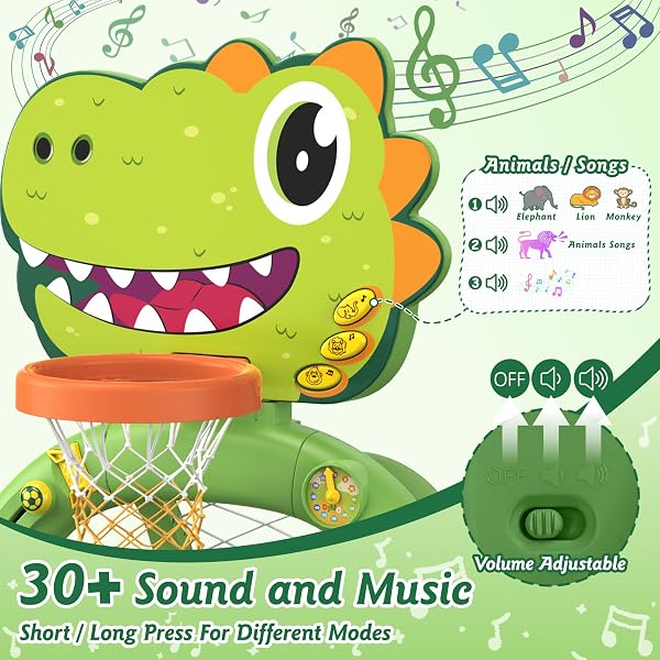 TWINKOO DINOSAUR TODDLER BASKETBALL HOOP & SOCCER GOAL MONTESSORI TOYS FOR BABY 12-18 MONTHS, 1, 2, 3+ YEAR OLD GIFT TOYS FOR BOY AND GIRL (GREEN)