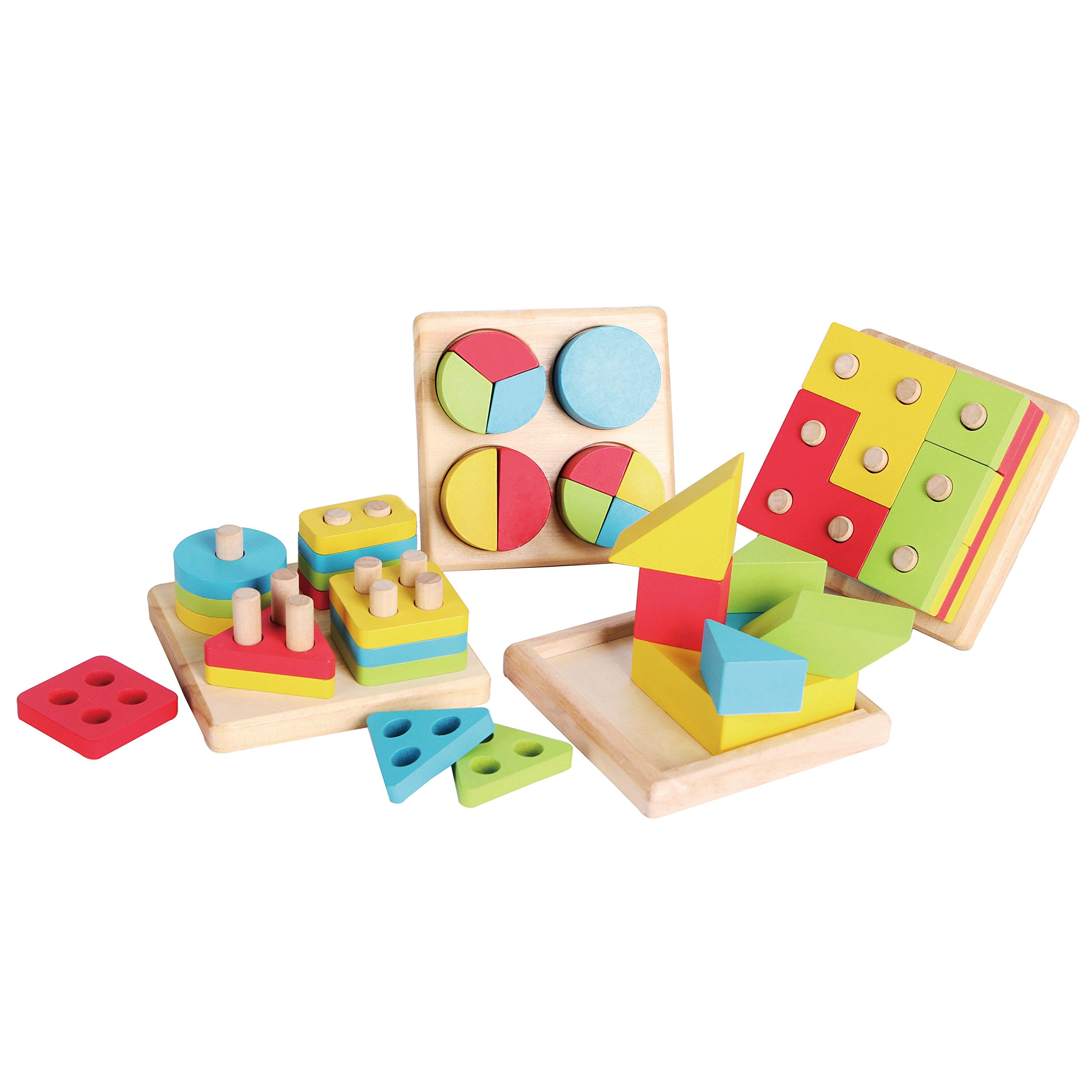 Joyin Toy 4 in 1 Wooden Educational Shape Color Sorting Puzzles