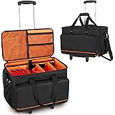 Trunab Rolling DJ Cable File Bag with Hard Padded Bottom,Detachable Dividers and Dolly,Travel Gig Bag for Professional DJ Gea
