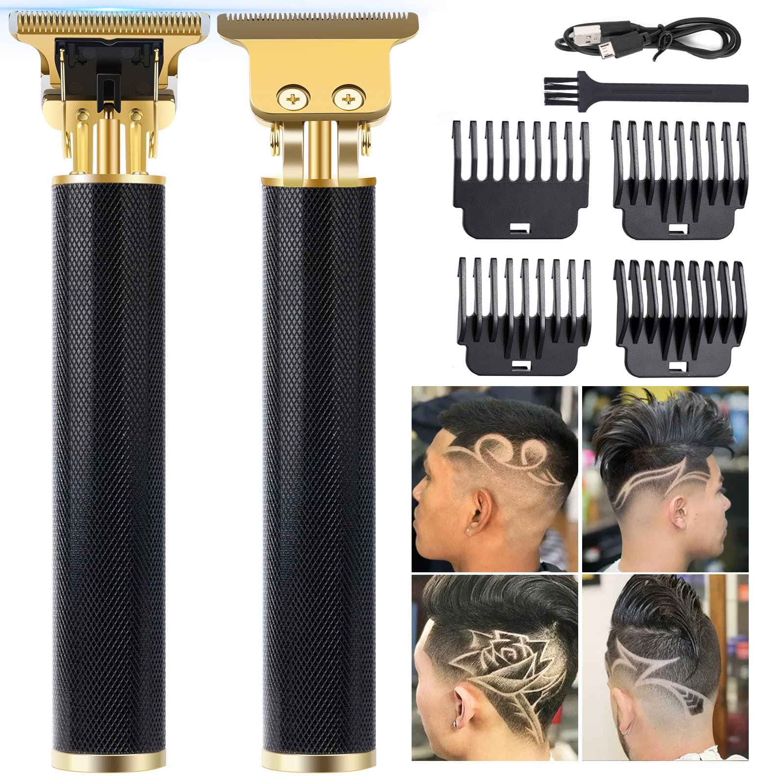 Hair Clippers Men, Rechargeable Beard Trimmer with 4 Limit Combs, Grooming Kit for Barbers Haircut, USB Type-C Charging, Professional Shaver Gifts