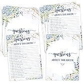 Blue Floral Bridal Shower Games, Questions About The Bride Game Cards for 25 Guests, Blue Hydrangea Wedding Shower Games, Bridal Shower Party Favors, Engagement Party Decor Supplies -05
