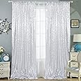 Trlyc 2X8FT Christmas Silver Sequin Curtain Sparkle Sequin Curtain for Wedding Party