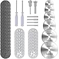 Winzwon Cutting Wheels Set 44 Pcs for Dremel Rotary Tool Accessories Kit, Gifts for Men, Diamond Cutting Wheels 15 Pcs, Resin Cut Off Discs 15 Pcs, Hss Circular Saw Blades 6pcs with 6 Mandrel Shank