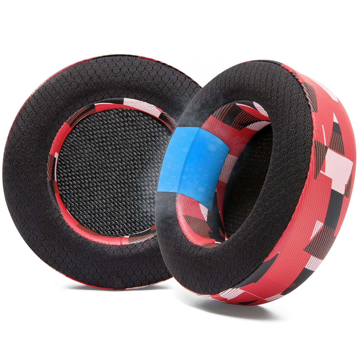 WC Freeze Virtuoso - Hybrid Fabric Cooling Gel Replacement Earpads for Corsair Virtuoso Gaming Headset, Made by Wicked Cushions, Improved Durability, Thickness and Sound Isolation | Red Prism — image 1