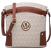 MARCO M KELLY Crossbody Bags for Women Travel Vegan Leather Multi Zip Pockets Crossbody Purses Trendy Monogram Shoulder Bags