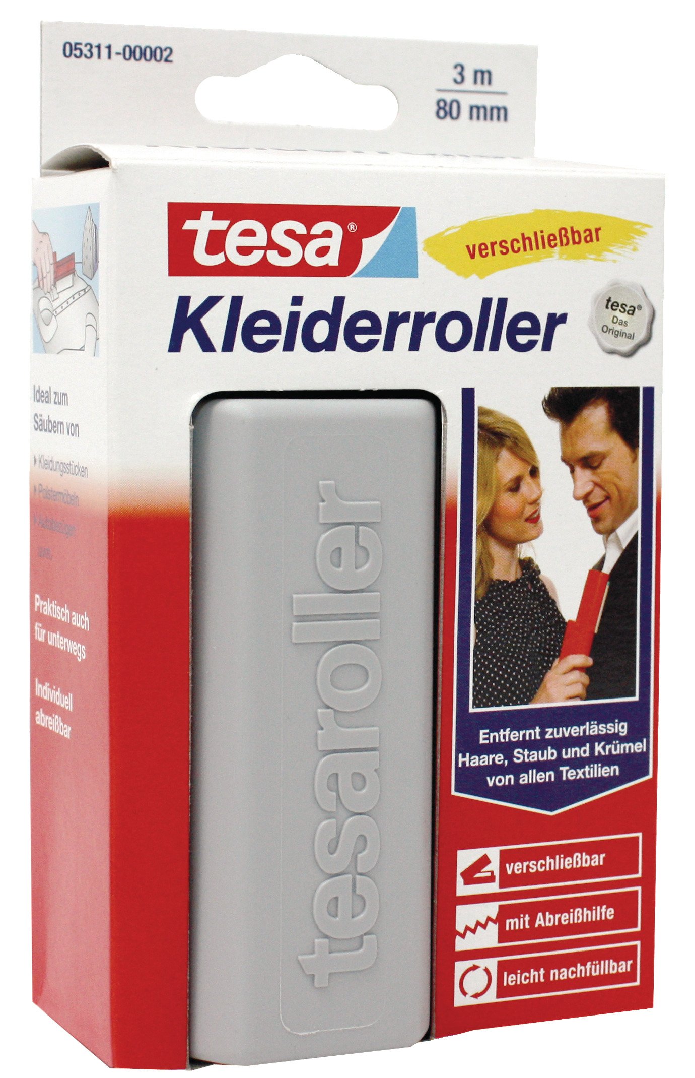 tesa 05311-00002-04 Clothes Roller Extras Pack 1x 3 m x 80 mm Pink / Light Yellow / Light Grey