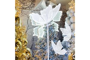 B-COOL Butterfly Floor Lamp Led Creative: Christmas Tree Butterfly Ceiling Lamp Butterflies Wedding Hanging Decoration Props for Garden Party 60cm/23.6in & 1PCS White|Silver Sequin