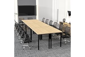 Bonzy Home 12ft Conference Tables Chair Set, 142"x47"x30" Table & 14pcs Chairs, Office Computer Desk and Chair Set for Meeting Room Study Printer Podcast Seminar Table Set for 14 People