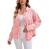 CIMUK Women's Jean Jacket Casual Long Sleeve Button Down Pockets Western Denim Jackets