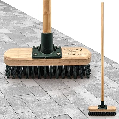 TDBS The Dustpan and Brush Store 9in Stiff Deck Scrubbing Brush with Wooden