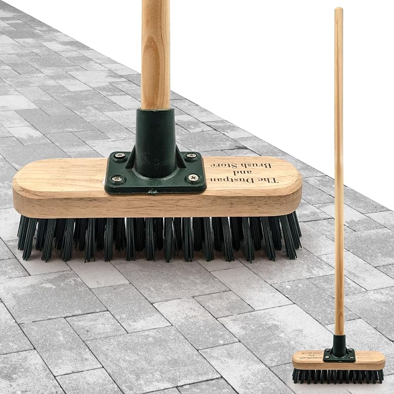 TDBS The Dustpan and Brush Store 9in Stiff Deck Scrubbing Brush with Wooden