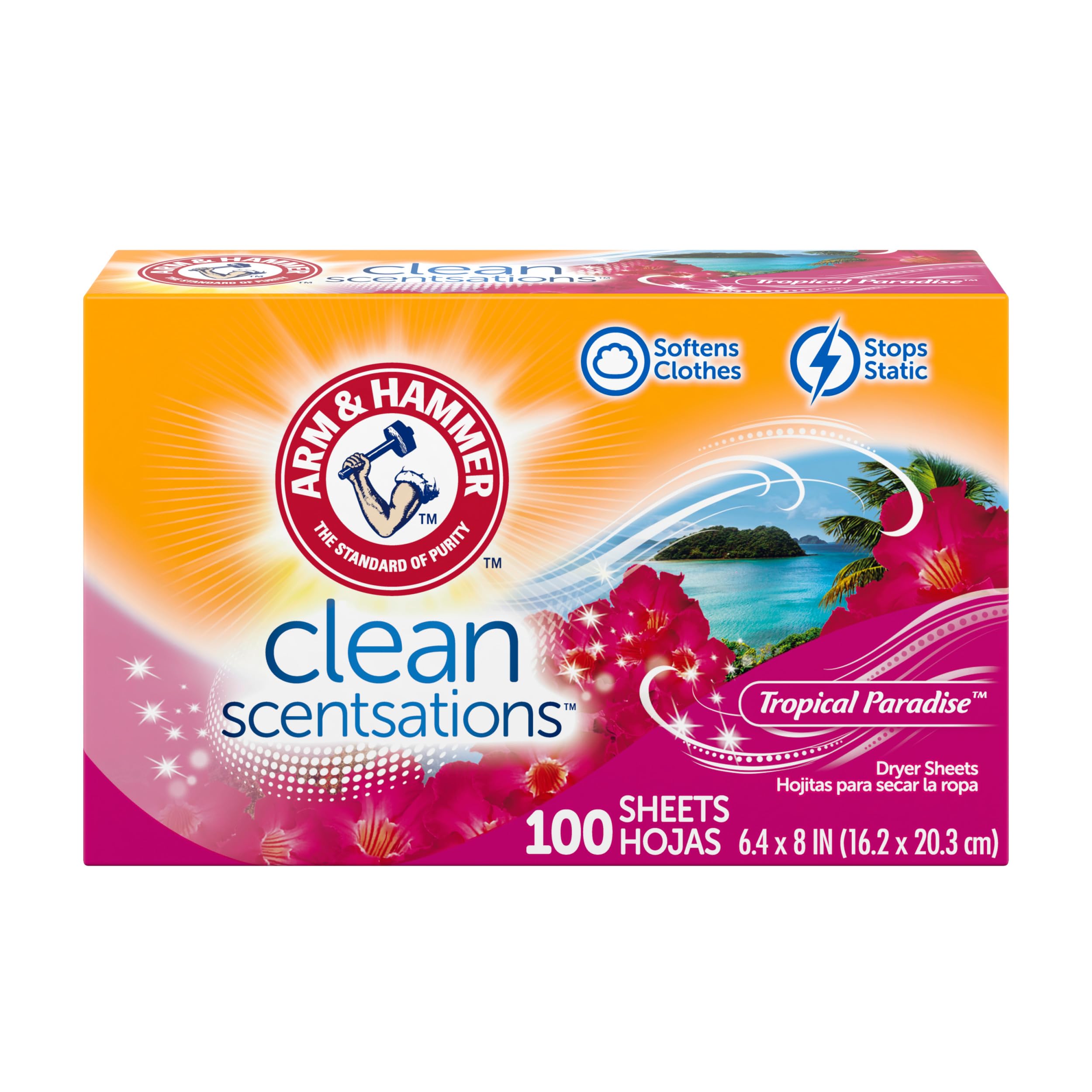 Photo 1 of ARM & HAMMER Fabric Softener Sheets, Tropical Paradise, 100 ct