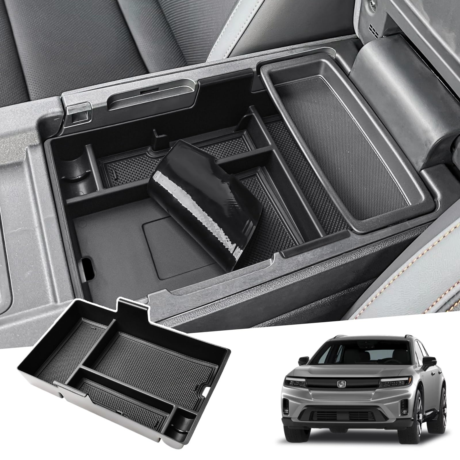 thumbnail image 2 of Center Console Organizer For Tesla Cybertruck 2024-2025 – Double Layer Armrest Storage Tray, Interior Accessory 2 of 12