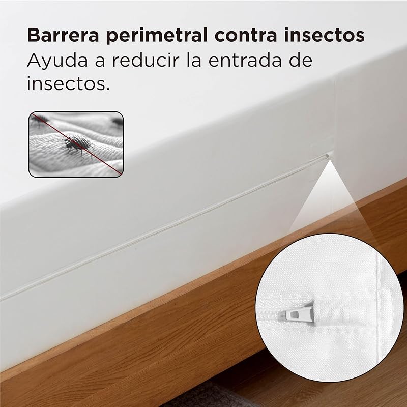 Protector de colchón 90 x 200 cm - Antichinches Antiacaros Blanco