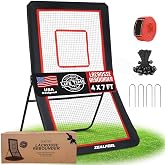 ZEALFEEL Lacrosse Rebounder with 5 Adjustable Angles, 4x6FT/4x7FT | Lacrosse Rebound Net with Target Strip &amp; Anti-rust Steel Frame, Perfect for Lax Baseball Volleyball &amp; Soccer Training
