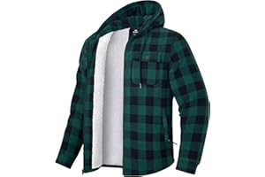 G Gradual Men's Flannel Jacket Fleece Sherpa Lined Hoodies Zip Up Plaid Shirt Warm Winter Jackets for Men with Zipper Pockets