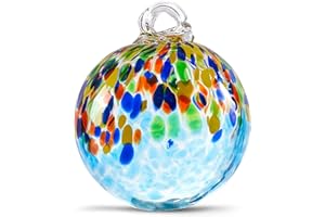 EUSTUMA Hand Blown Glass Witch Ball,Glass Ball Ornament Hanging Garden Gazing Ball Indoor Outdoor Home Décor. (1)