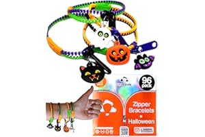 UpBrands Halloween Party Favor Zipper Bracelets for Kids – Fidget Toy Bulk Set for Party Prizes & Handouts, Treat Bag Stuffers & Pinata