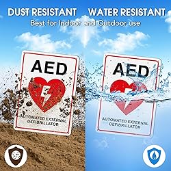 T&R AED Sign - 2 Pack - 10 x 7 Inches Rust Free