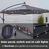 Neo 3M Grey Cantilever Parasol Outdoor Waterproof LED Lights Crank Handle Water view 5