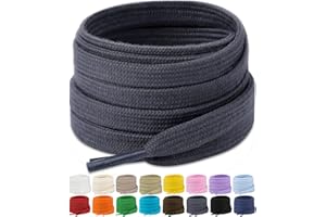 Stepace 2 Pairs Flat Shoe Laces for Sneakers 5/16" Premium Poly Cotton Shoelaces for Athletic Shoes