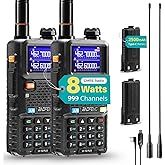 [Chirp Compatible] BAOFENG UV-5G Plus GMRS Handheld Radio, 999 Channels, 5W Long Range Rechargeable Two Way Radio with NOAA Weather Receiving, 2500mAh Battery USB-C Port, 8" & 15.5" Antennas, 2 Pack
