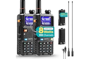 [Chirp Compatible] BAOFENG UV-5G Plus GMRS Handheld Radio, Long Range Rechargeable Two Way Radio, 999 Channels, with NOAA Weather Receiving, 2500mAh Battery USB-C Port, 8" & 15.5" Antennas, 2 Pack
