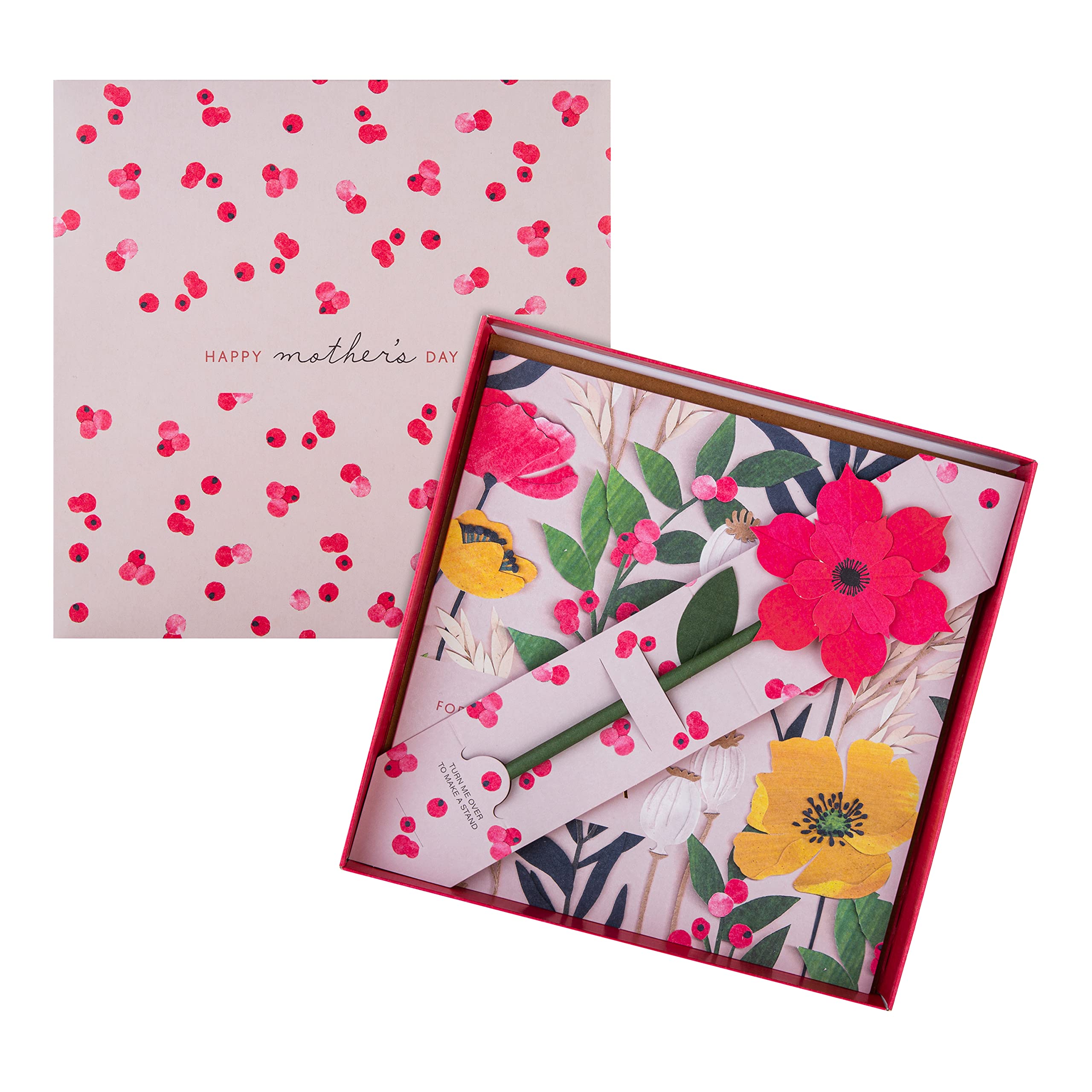 Hallmark Luxury Boxed Mothers Day Card for Grandma, Cute Floral Design with Flower Keepsake & Gift Box, Grandma Mothers Day Card, Pink, White, Yellow