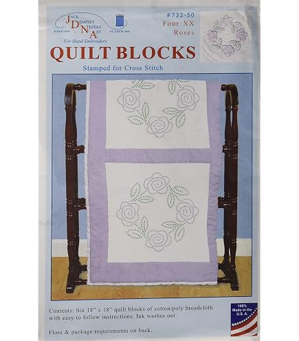 Jack Dempsey Needle Art – Hortensien Quilt Blöcke, 18″ (45,7 Cm), 6 Stück, Zum Handsticken