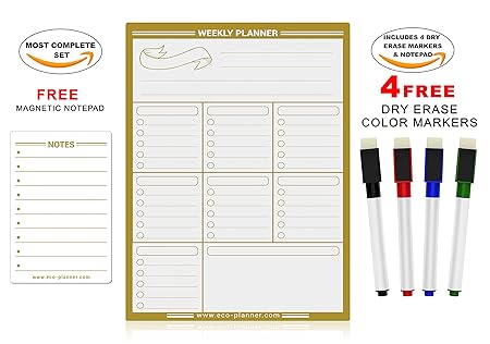 Semanal magnética Nevera Junta de borrado en seco | multiusos para ...