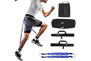 AGORIZEO Vertical Jumping Trainer Jump Resistance Bands System with Adjustable Ankle Strap & Belt Horizontal Workout Equipment for Leaping Fitness Basketball Volleyball Football Tennis Leg Agility Training