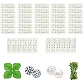 Vignor 500 Pcs 0.6 Inch Mini Artificial Flowers Head Bulk 5 in 1 Set Faux Foam Fake Small Rose Tiny Baby Flores Bouquet Wreath Gift Hair Clip Home Decoration DIY Craft (White)