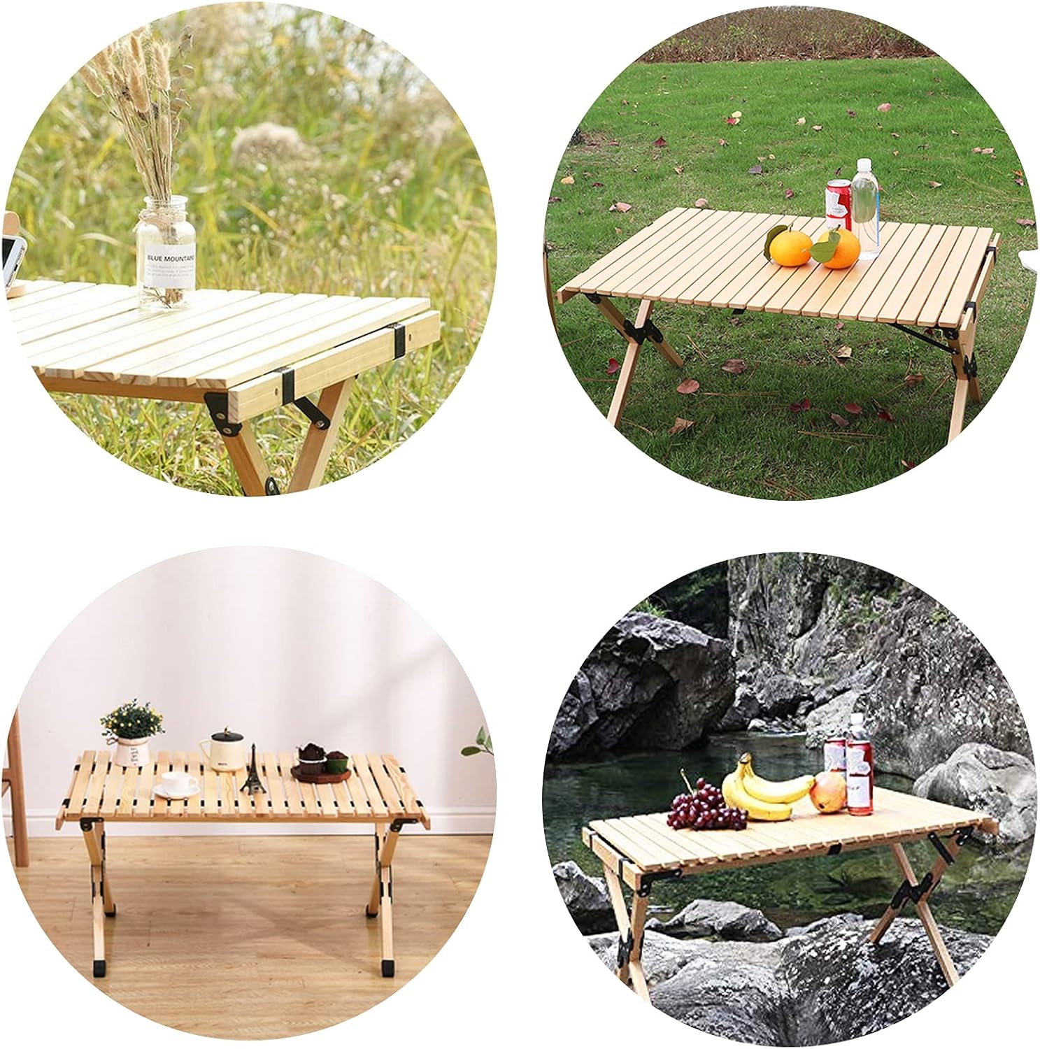 Pwigs Pretty&Popular Folding Table Portable Foldable Camping Outdoor Picnic Table Cake Roll Table for Picnic Camping Travel Garden(24''x24''): Kitchen & Dining
