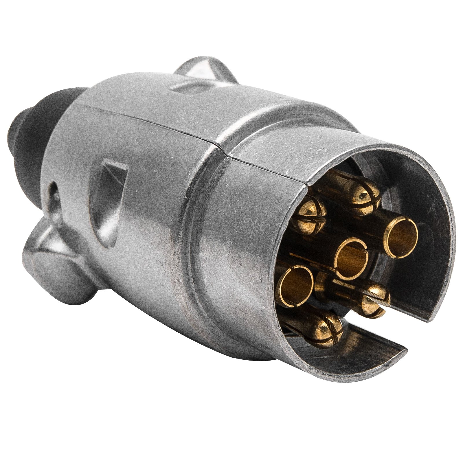 Trailer Plug Socket - MASO 7pin trailer plug waterproof trailer electrics plug adapter suitable for 7-pin heavy European standard trailer ALUMINIUM housing Sliver 12V input