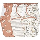 Yoofoss Baby Swaddles for Newborns 100% Cotton, Adjustable Swaddle 0-3 Months 3 Pack Newborn Swaddle Sack, Breathable Soft(Small)