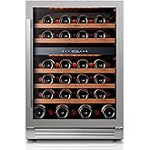 BODEGA 24 Inch Wine Fridge Dual Zone, 46 Bottle, Built-In or Under Counter Freestanding Wine Cooler Refrigerator With Stainless Steel Handle, Wine Cooler With Lock, Energy Efficient,For Home, Kitchen on Fridge.com
