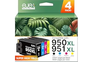 ejet 950XL and 951XL Ink Cartridges Combo Pack Compatible for HP 950 951 Ink Cartridges Combo Pack Use for OfficeJet Pro 8600 8610 8615 8620 8625 8100 8630 8660 276DW 251DW, Black Cyan Magenta Yellow