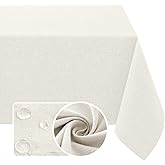 H.VERSAILTEX Linen Textured Tablecloth 60 x 120 Waterproof Decorative Table Cloth Spill-Proof Linen Look Cover for Party Table Extra Soft and Thick Fabric Wrinkle Free, Heather Ivory