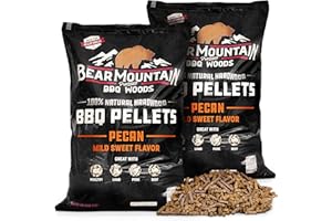 BEAR MOUNTAIN PREMIUM BBQ WOODS Bear Mountain BBQ 100 Percent All Natural Hardwood Pecan Mild Sweet Flavor Smoker Pellets for Outdoor Wood Pellet Grill (2 Pack)