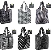BeeGreen Reusable Shopping Bags for Groceries Reusable Gifts Bag - Grocery Bags Foldable 6 Pack Cute Holiday Cloth Bags With Handles - Large Tote Bag Bulk Heavy Duty Polyester Washable Geometry
