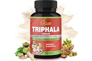Organic Cadane Triphala Extract Capsules, 5 Months Supply with Turmeric, Guggulu, Ginger, Black Pepper, Moringa - Support Digestion Health & Immune System - 150Caps